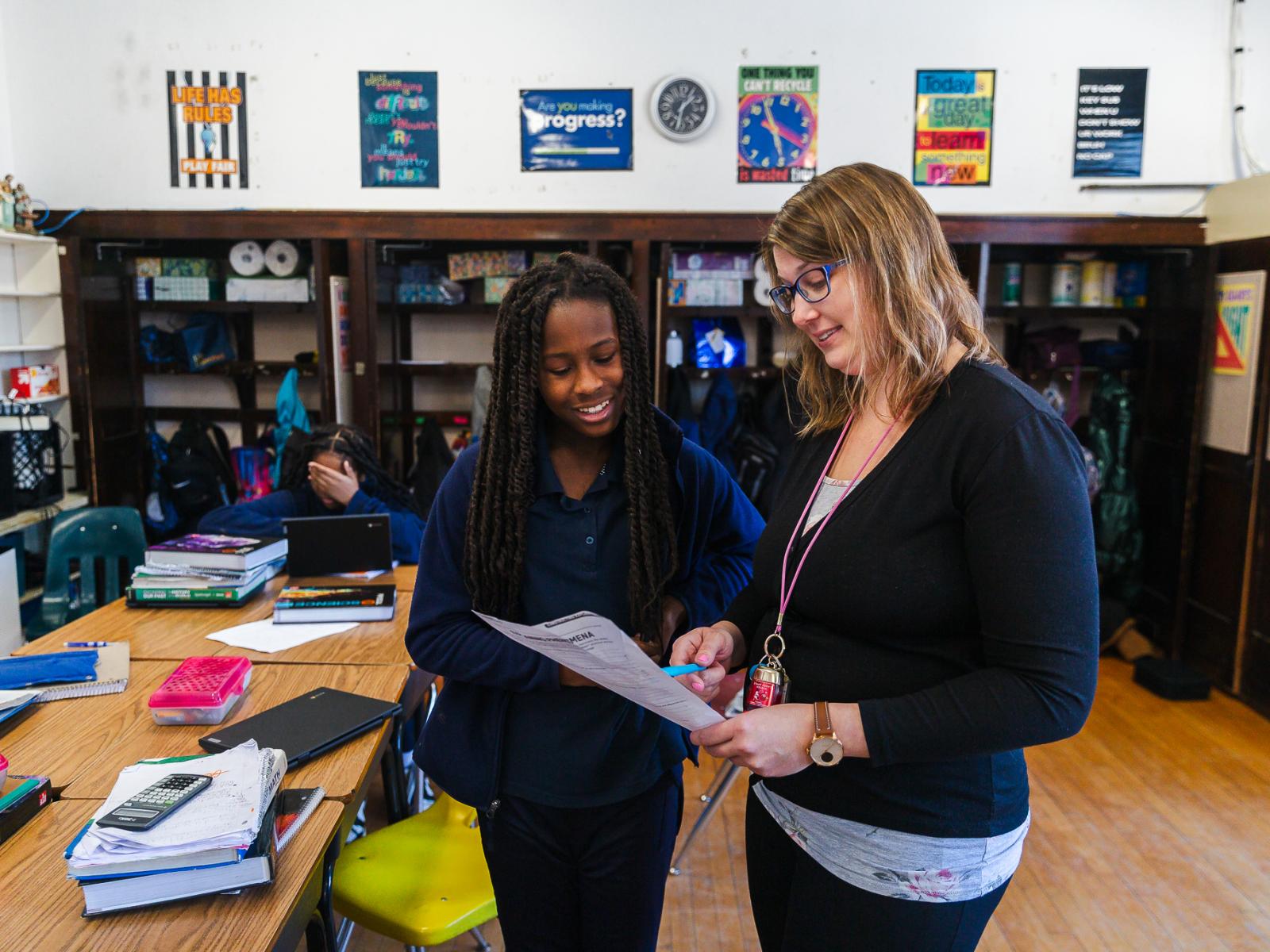 Teacher and student consulting